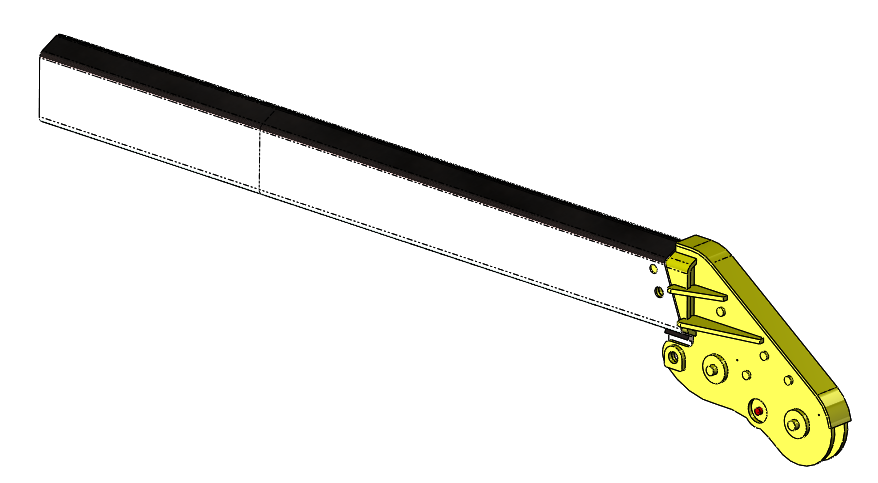 Design of crane attachment, shown connected to the boom