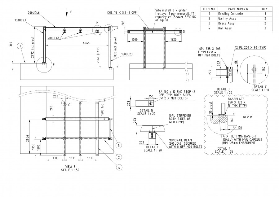 Typical monorail GA drawing