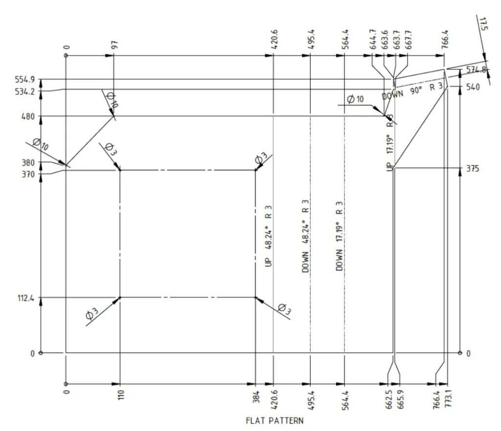 Example flat pattern plate development drawing