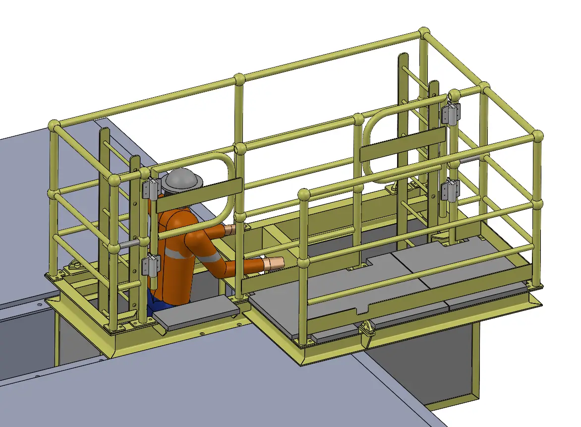 Bolt in platform with worker Bolt in platform with worker